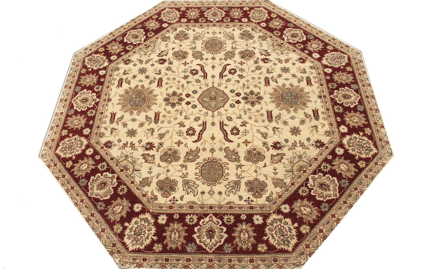 8 ft. Round & Square Traditional Hand Knotted Wool Area Rug - MR011490