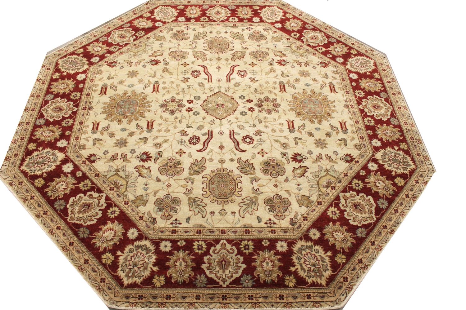 8 ft. Round & Square Traditional Hand Knotted Wool Area Rug - MR011490