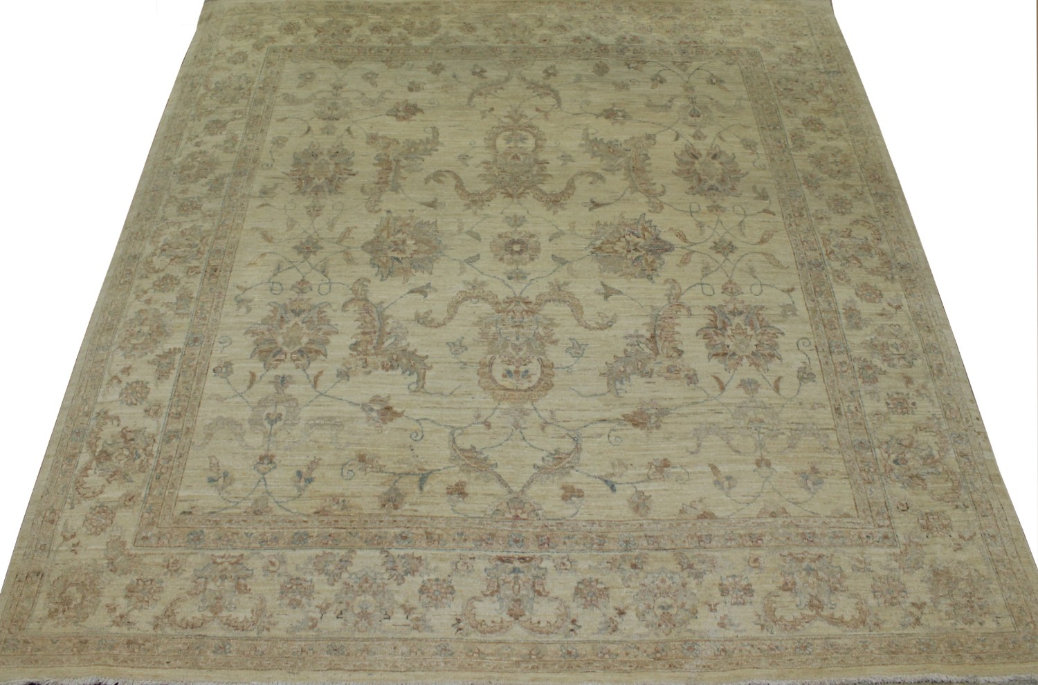 8 ft. Round & Square Peshawar Hand Knotted Wool Area Rug - MR014983
