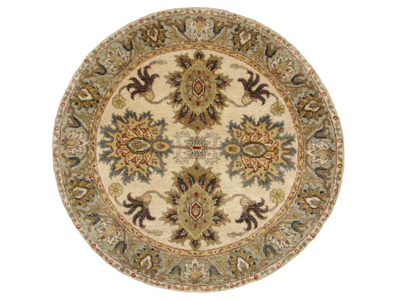 3 ft. Round & Square Traditional Hand Knotted Wool Area Rug - MR020477