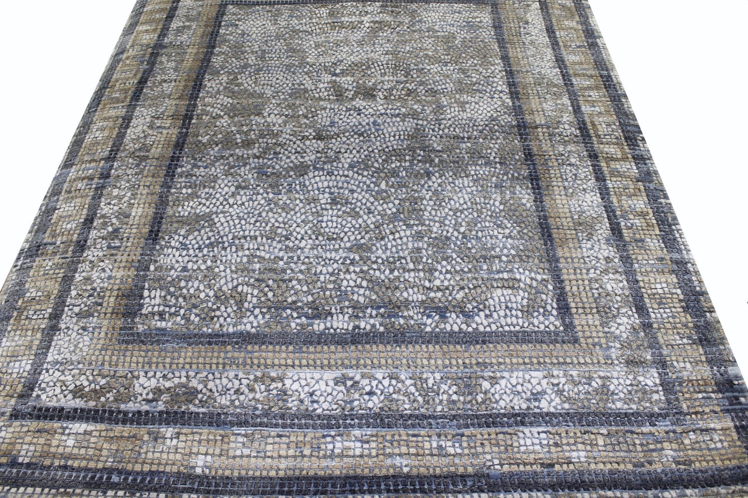 8x10 Transitional Hand Knotted Wool & Viscose Area Rug - MR022662