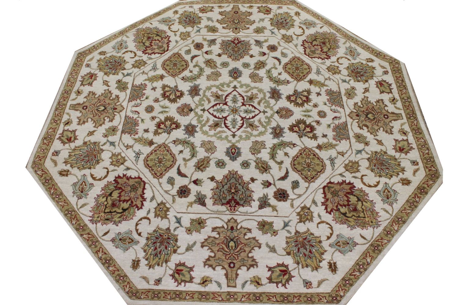 8 ft. Round & Square Traditional Hand Knotted Wool Area Rug - MR023386