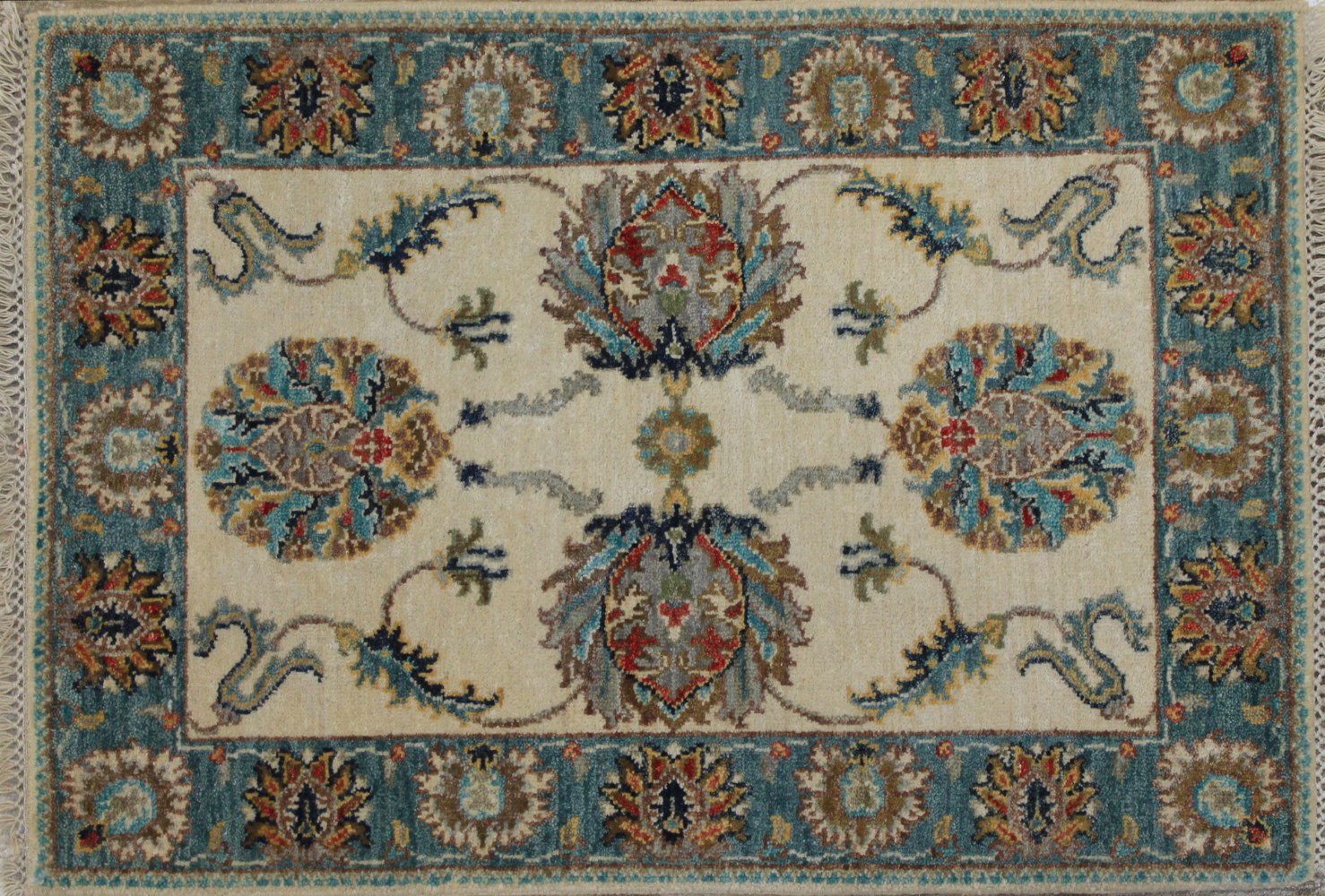 2X3 Traditional Hand Knotted Wool Area Rug - MR024200