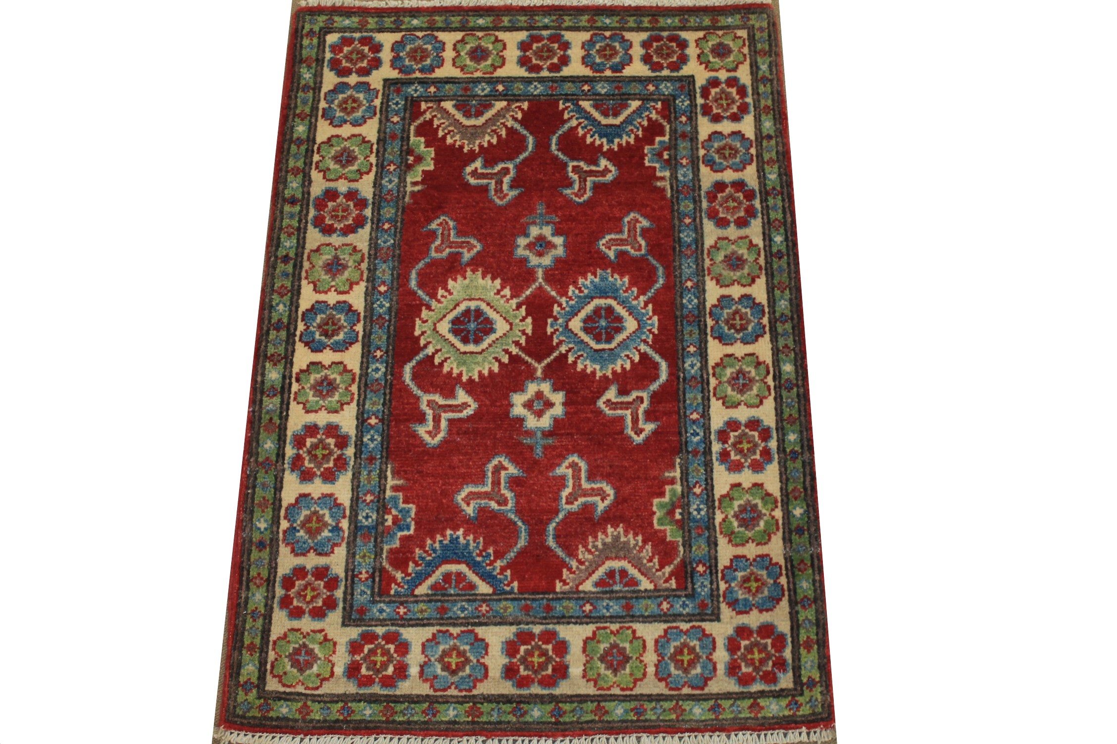 2X3 Kazak Hand Knotted Wool Area Rug - MR024531
