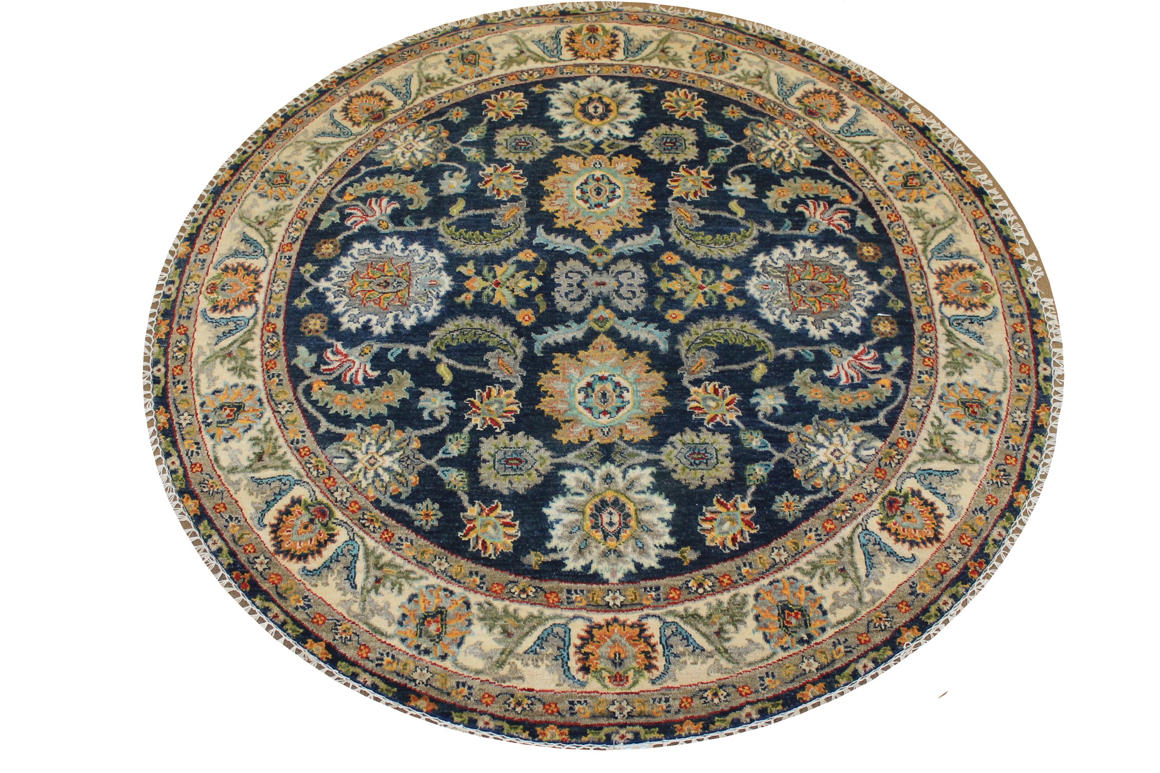 5 ft. Round & Square Traditional Hand Knotted Wool Area Rug - MR024744