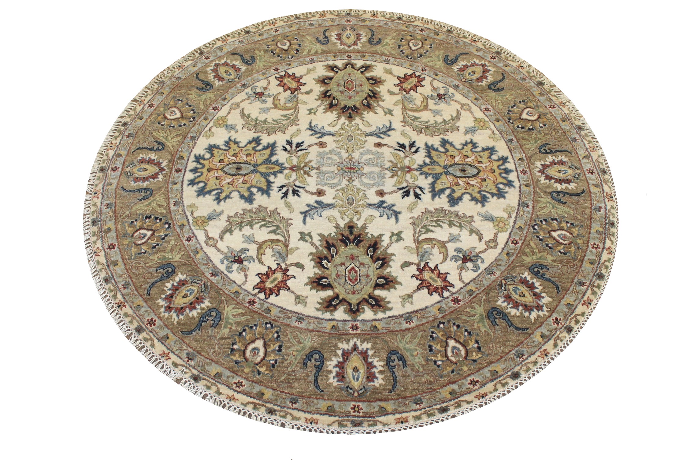 5 ft. Round & Square Traditional Hand Knotted Wool Area Rug - MR024827