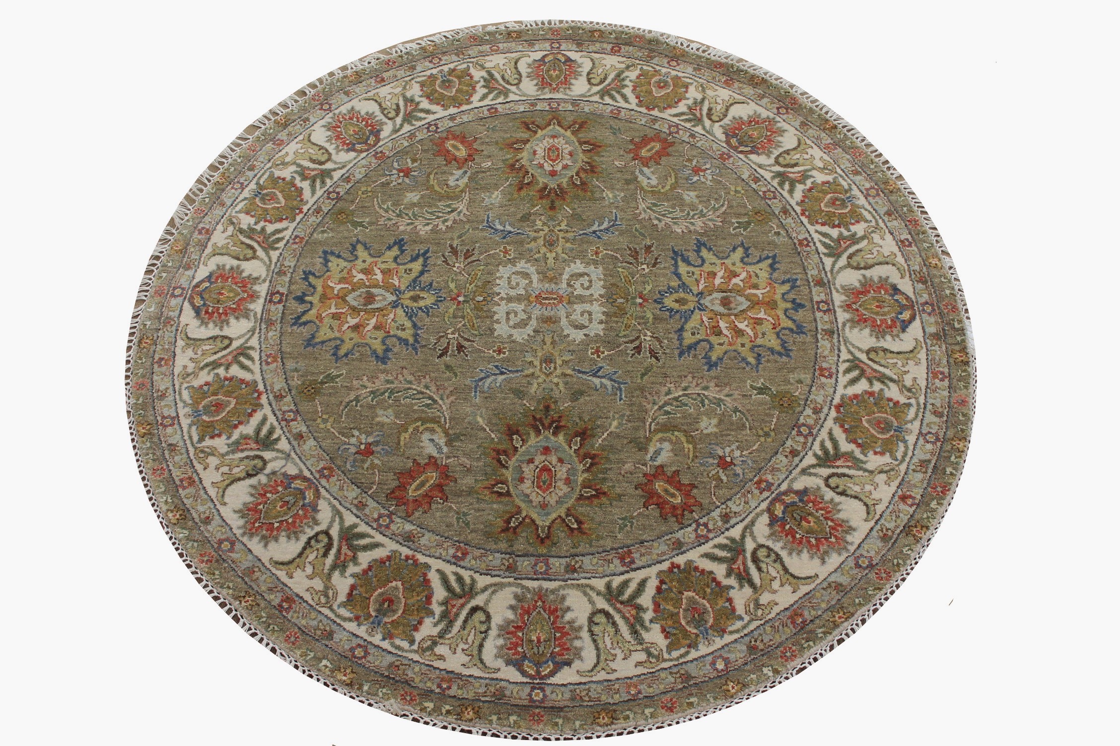5 ft. Round & Square Traditional Hand Knotted Wool Area Rug - MR025055