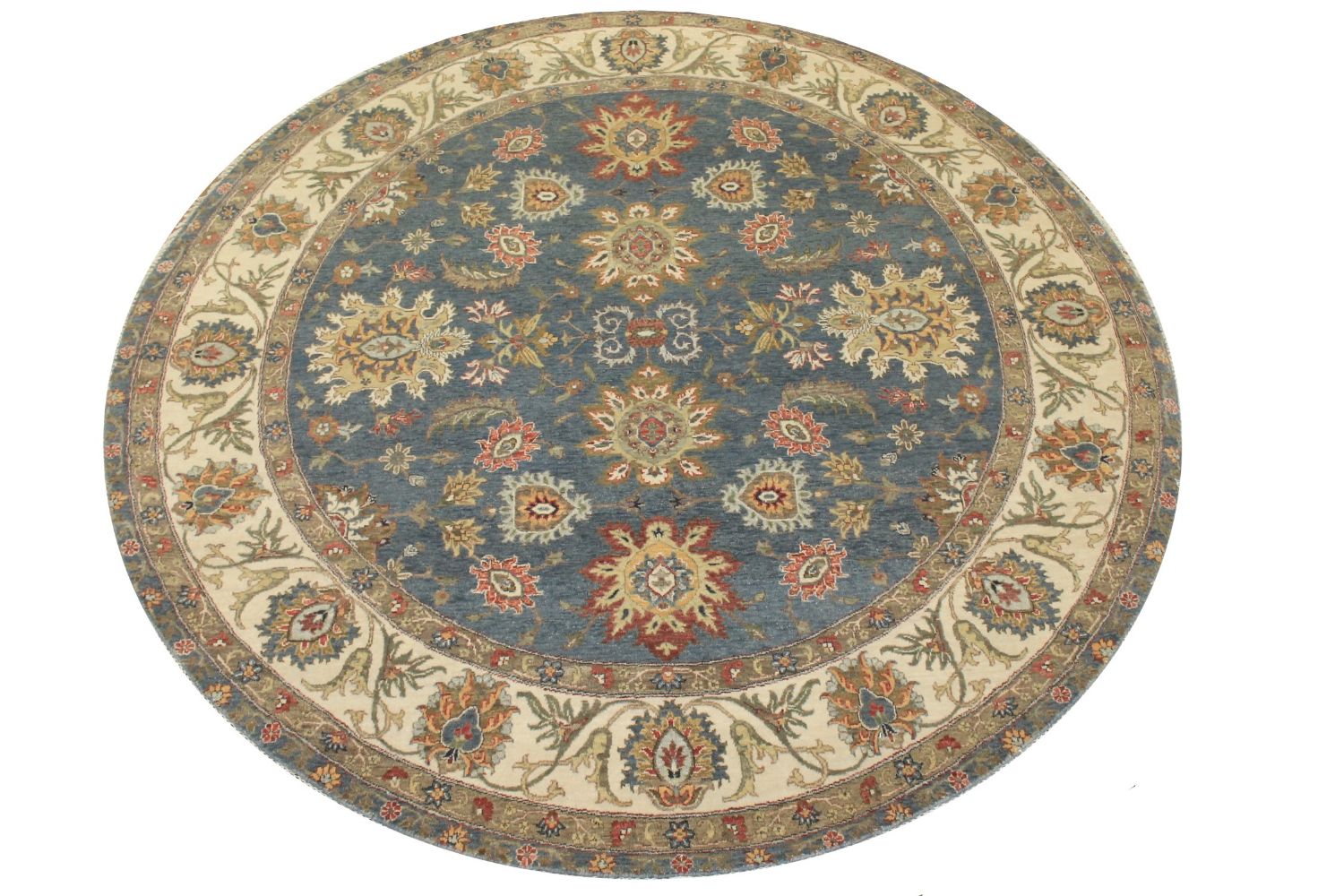 8 ft. Round & Square Traditional Hand Knotted Wool Area Rug - MR025521