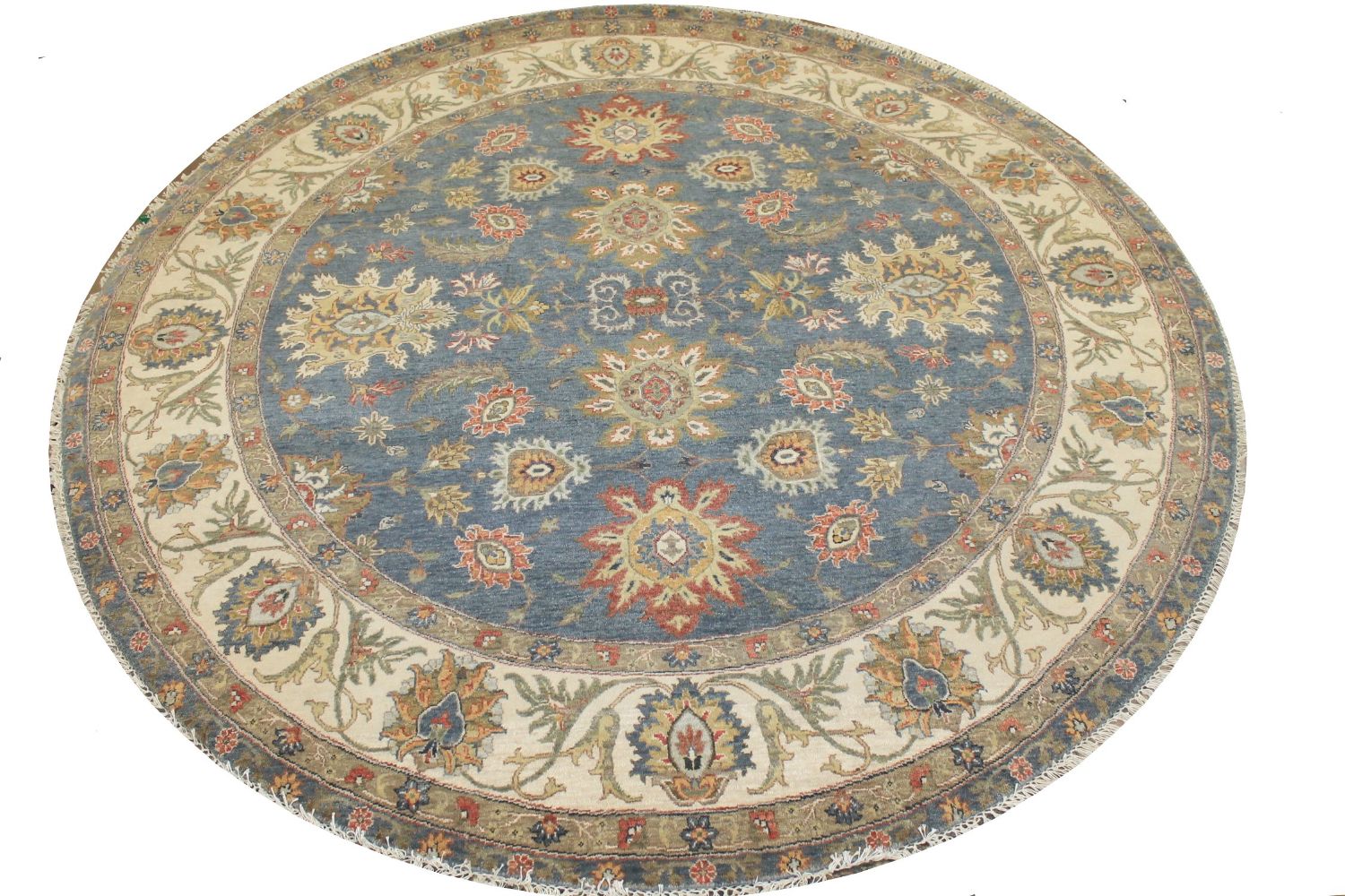 8 ft. Round & Square Traditional Hand Knotted Wool Area Rug - MR025521