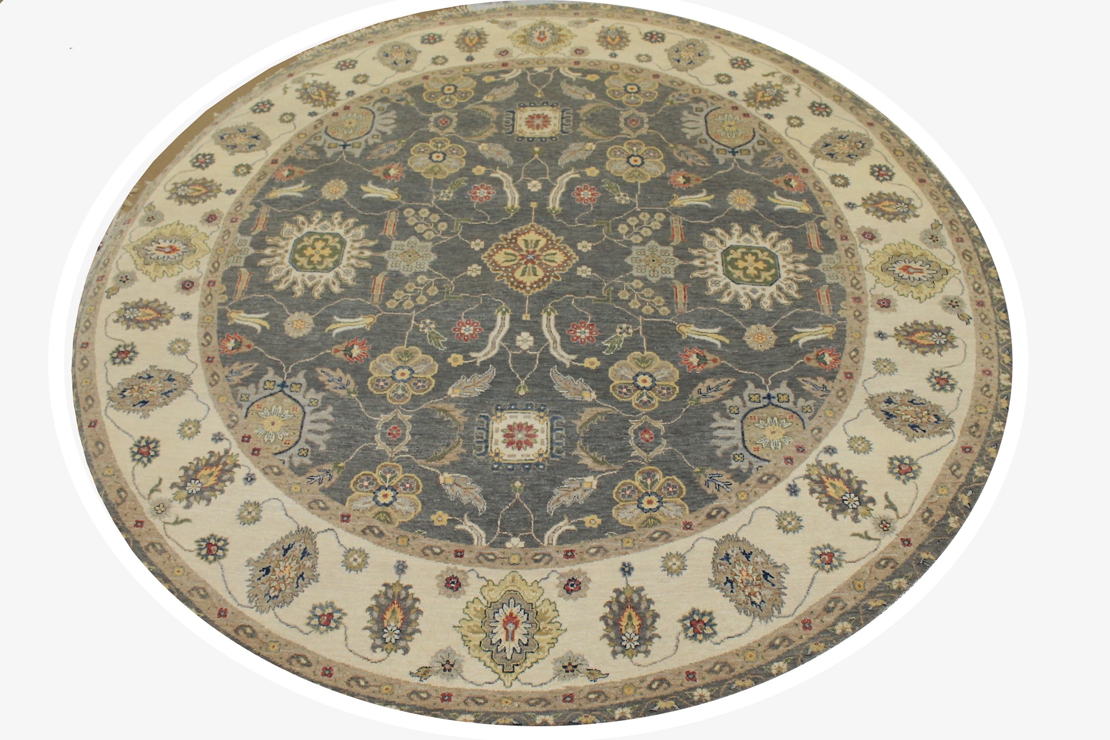 8 ft. Round & Square Oriental Hand Knotted Wool Area Rug - MR025539