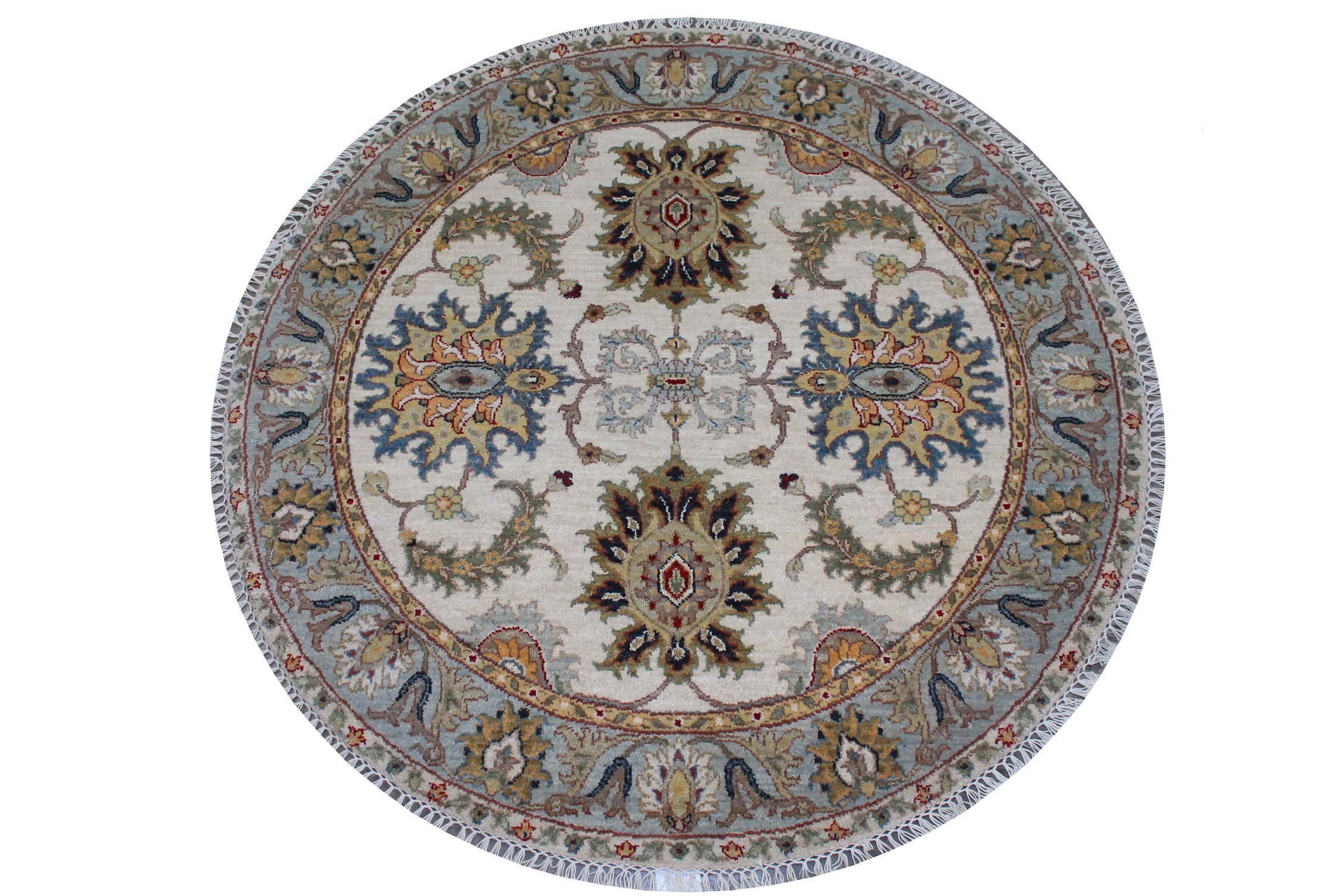 4 ft. Round & Square Traditional Hand Knotted Wool Area Rug - MR025637