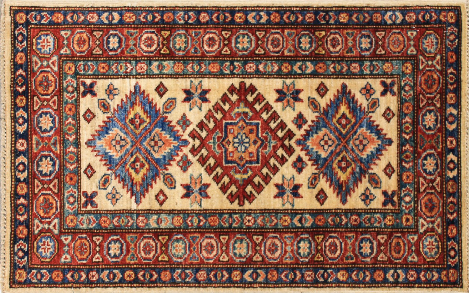 2X3 Kazak Hand Knotted Wool Area Rug - MR026146