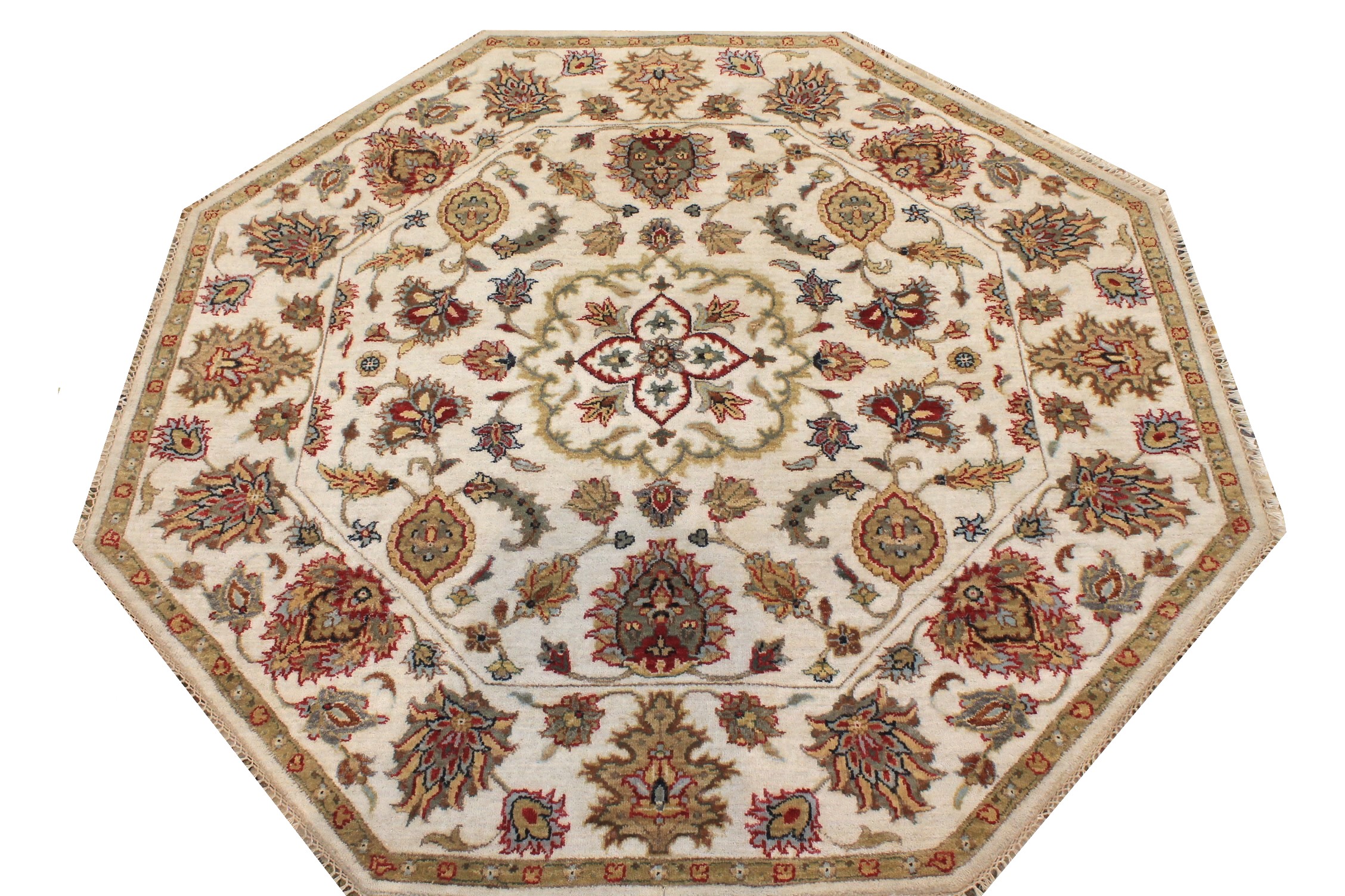 5 ft. Round & Square Traditional Hand Knotted Wool Area Rug - MR026896