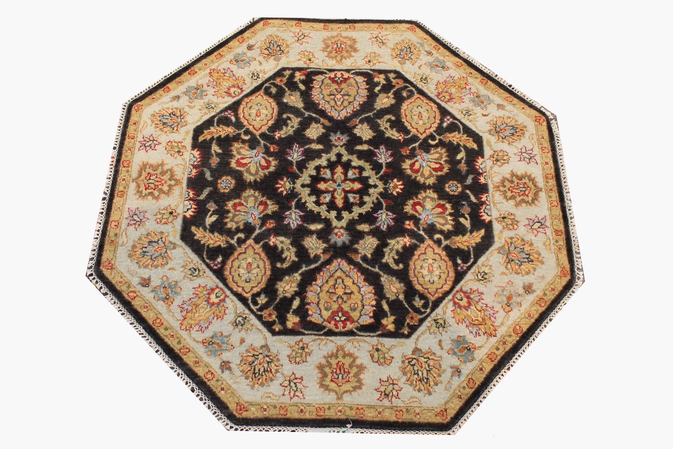 4 ft. Round & Square Traditional Hand Knotted Wool Area Rug - MR026897