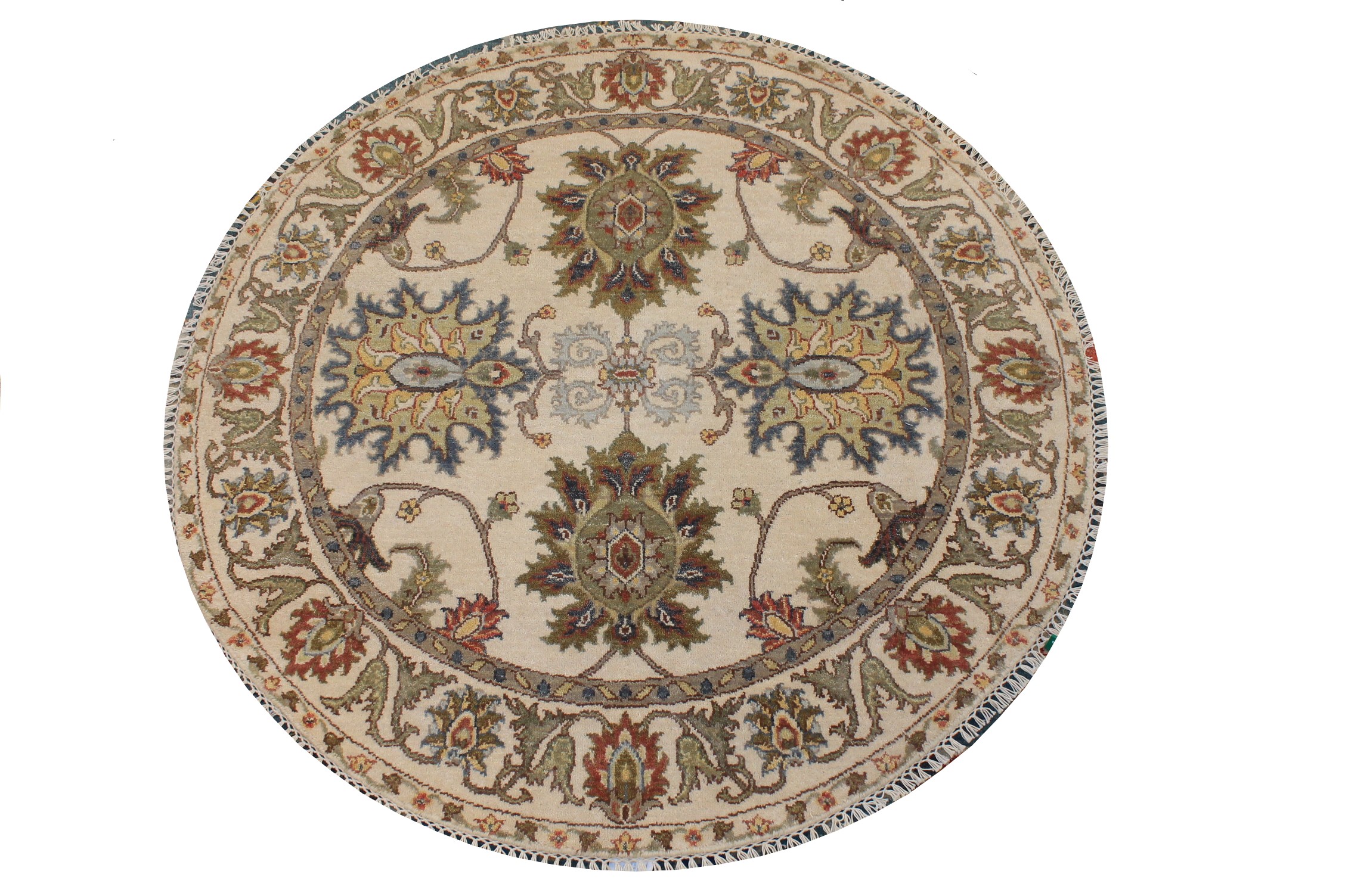 4 ft. Round & Square Traditional Hand Knotted Wool Area Rug - MR027081