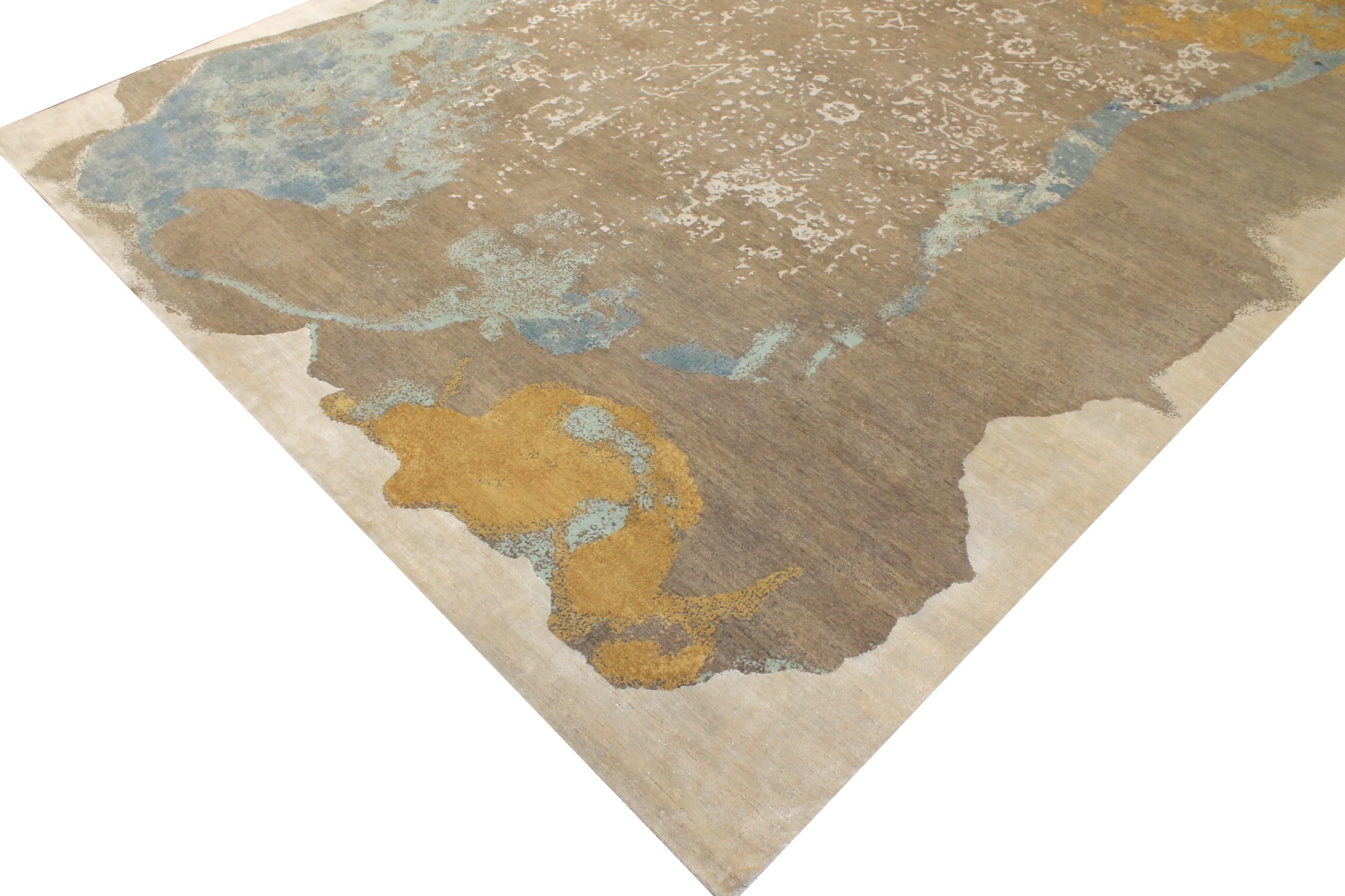 10x14 Modern Hand Knotted Wool & Viscose Area Rug - MR027243