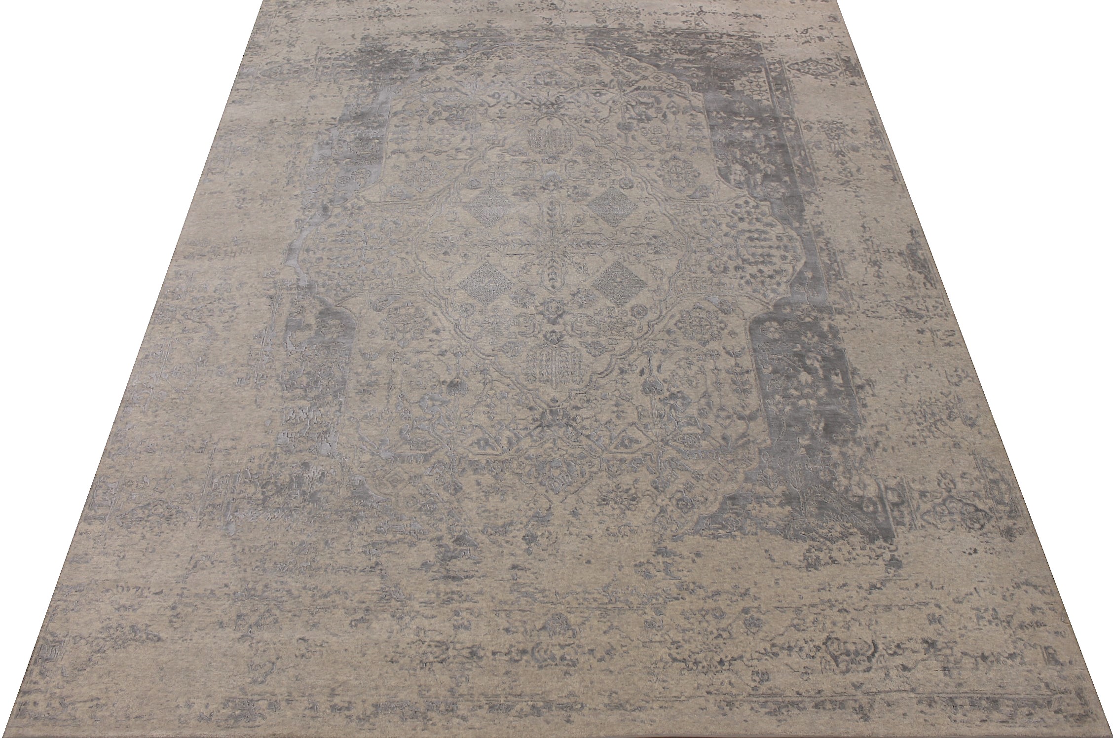8x10 Transitional Hand Knotted Wool & Viscose Area Rug - MR027476