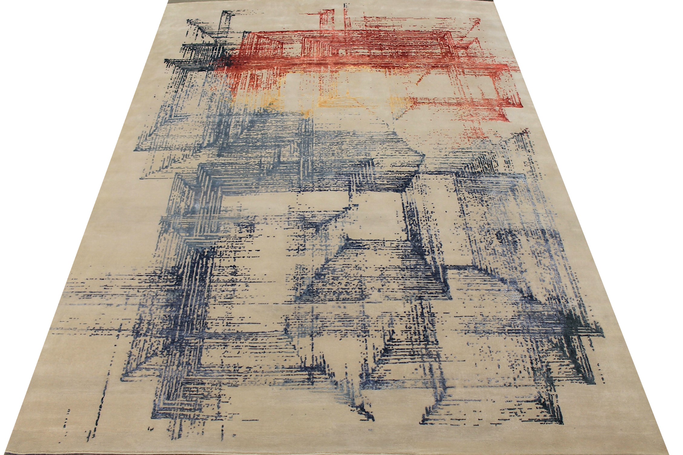 9x12 Modern Hand Knotted Wool & Viscose Area Rug - MR028014