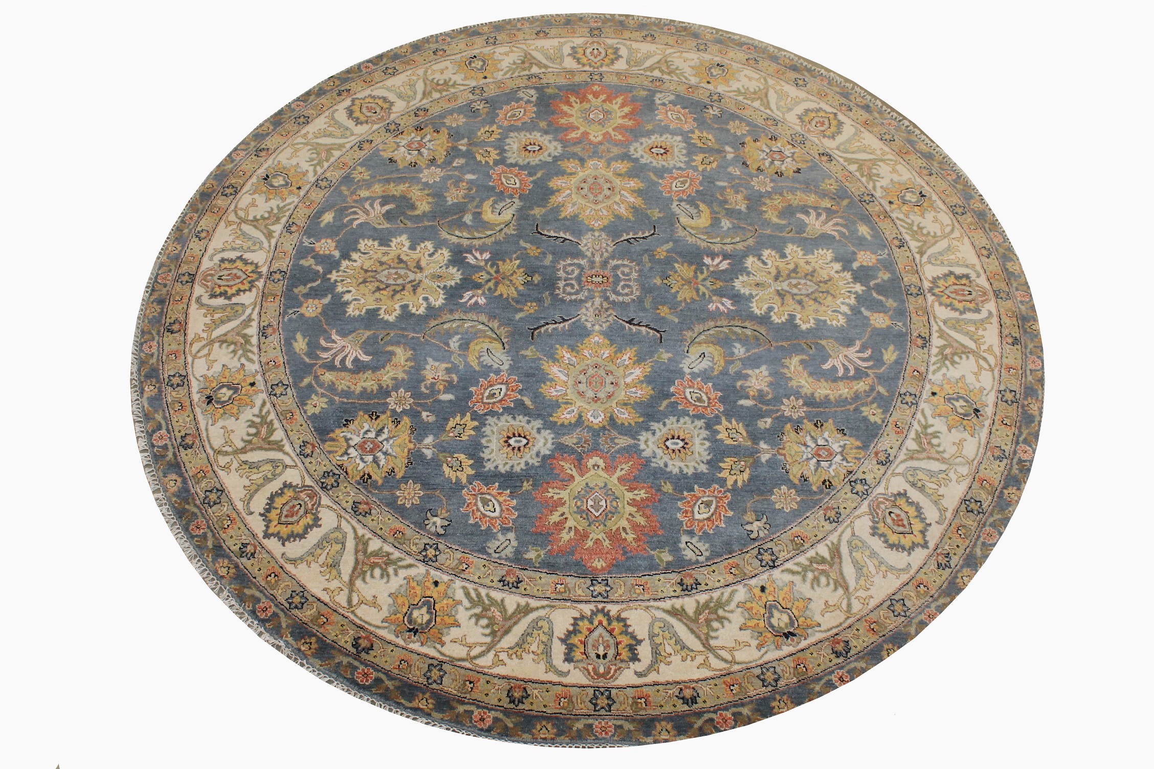 8 ft. Round & Square Traditional Hand Knotted Wool Area Rug - MR028194