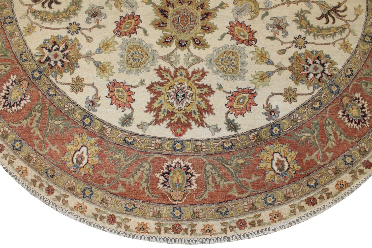 8 ft. Round & Square Traditional Hand Knotted Wool Area Rug - MR028204