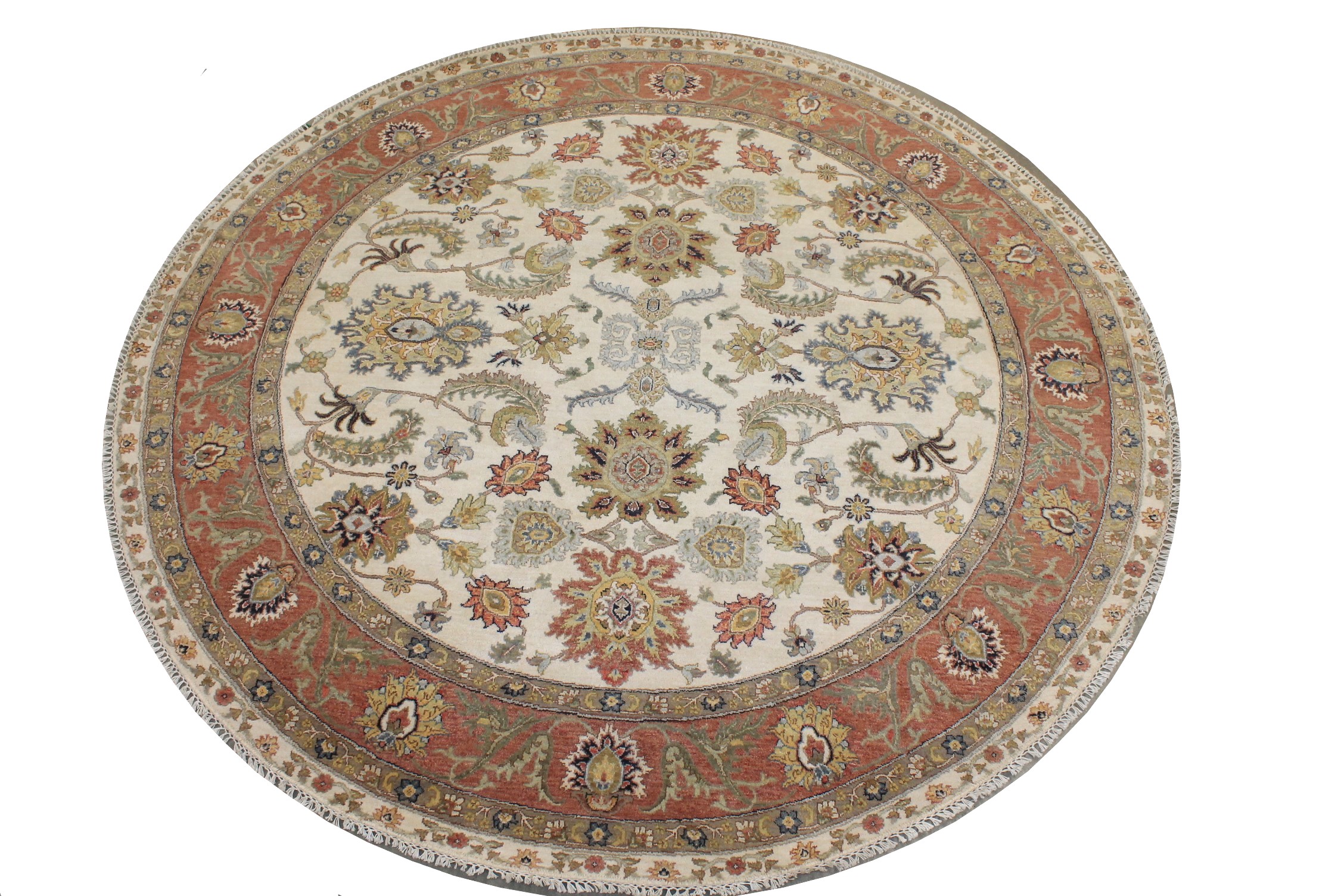 8 ft. Round & Square Traditional Hand Knotted Wool Area Rug - MR028204