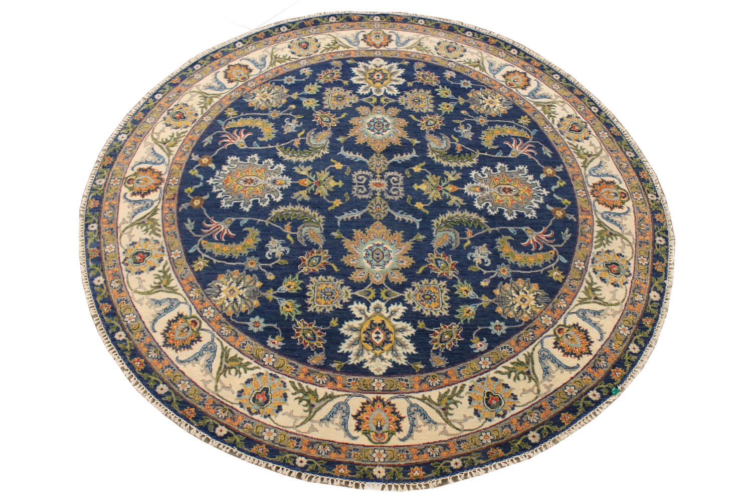 8 ft. Round & Square Traditional Hand Knotted Wool Area Rug - MR028553