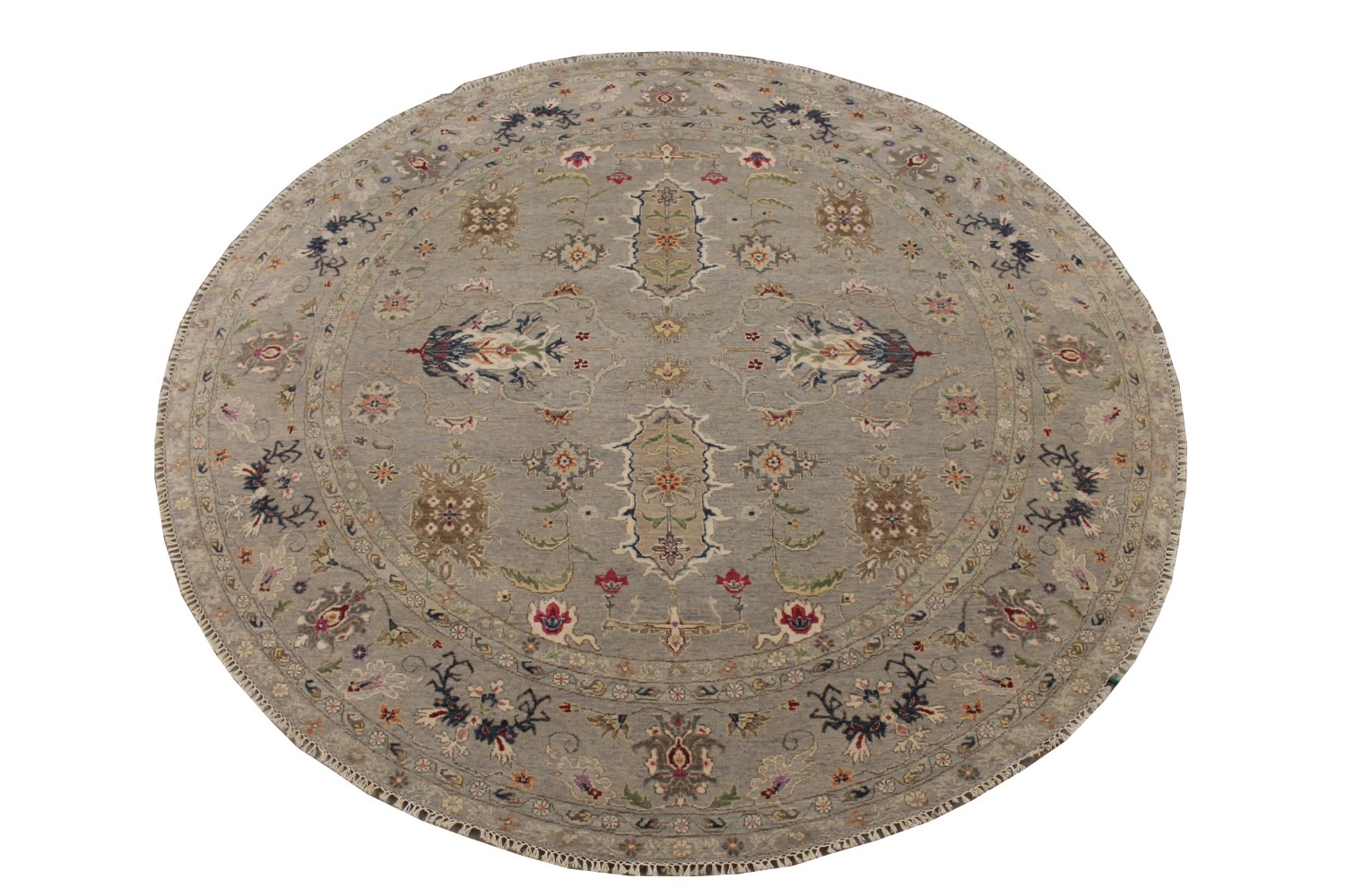8 ft. Round & Square Traditional Hand Knotted Wool Area Rug - MR028558
