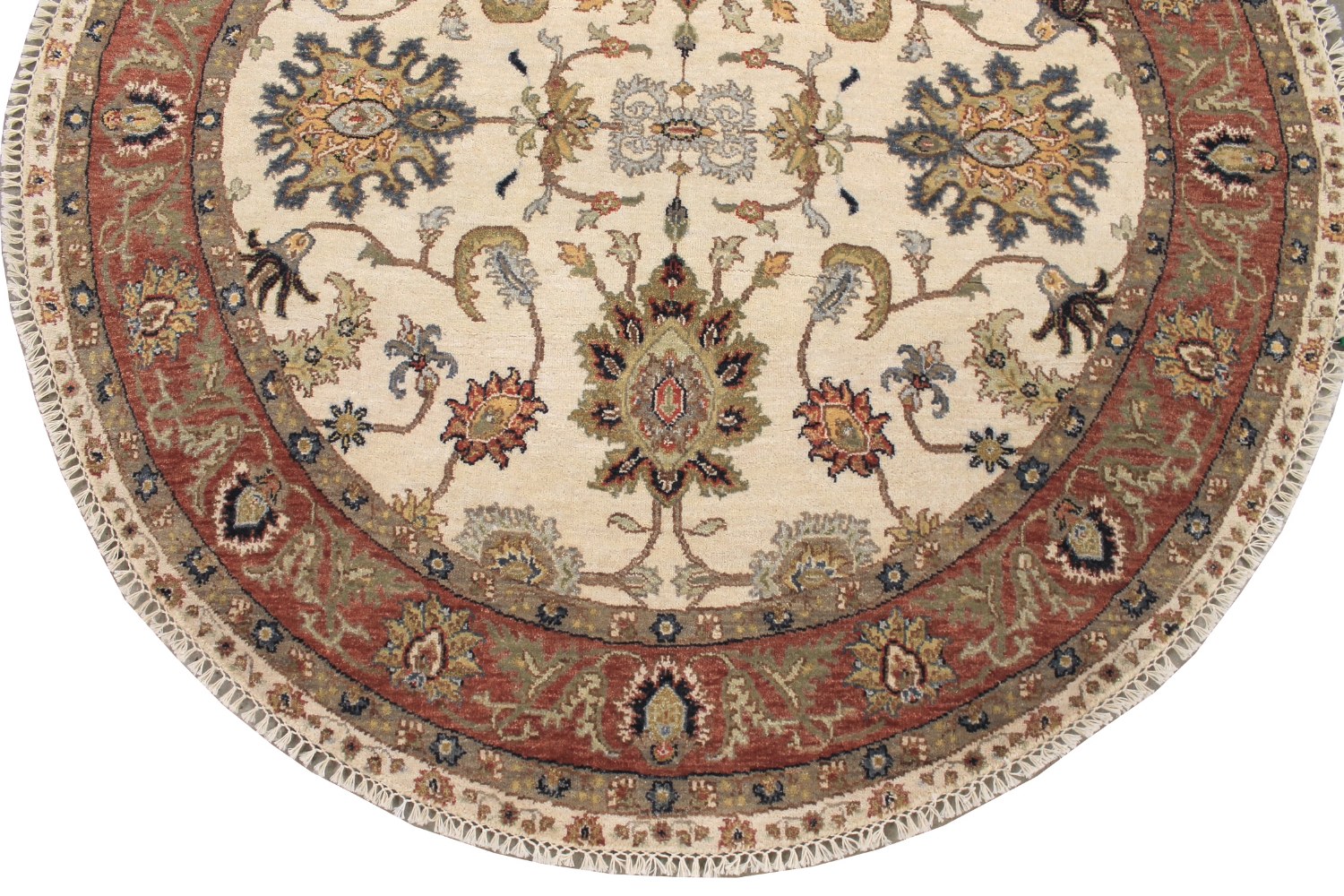 5 ft. Round & Square Traditional Hand Knotted Wool Area Rug - MR028583