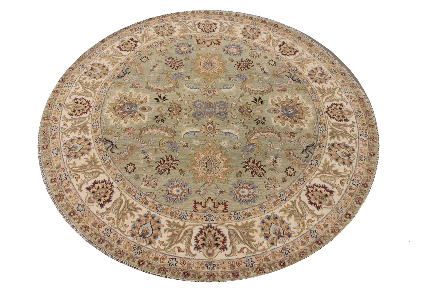 8 ft. Round & Square Traditional Hand Knotted Wool Area Rug - MR028696