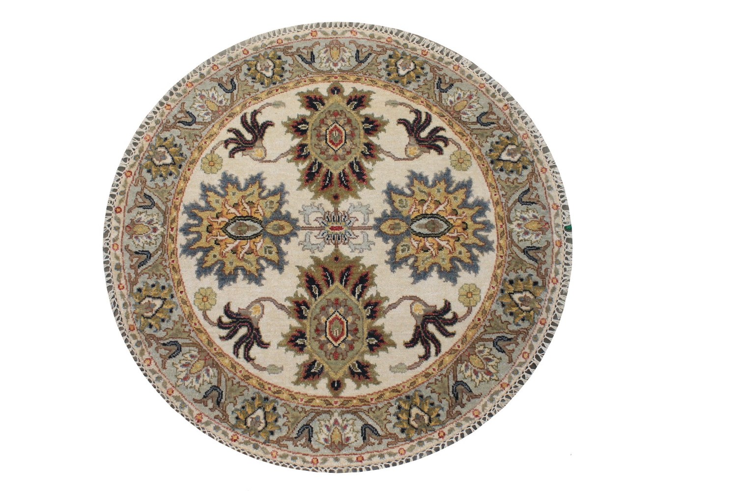 3 ft. Round & Square Traditional Hand Knotted Wool Area Rug - MR028725