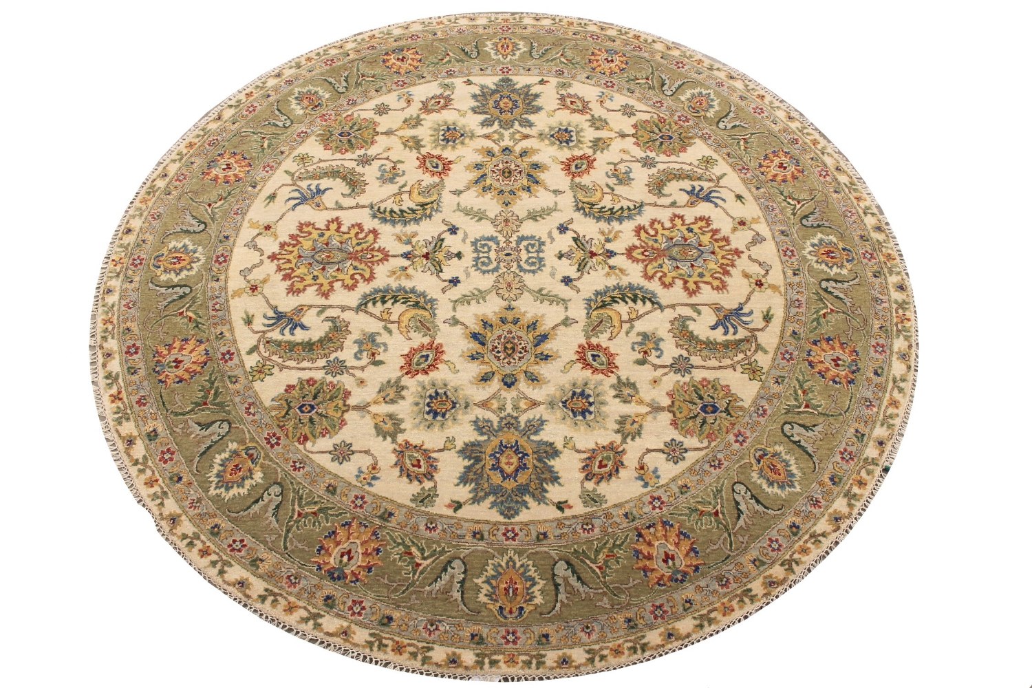 8 ft. Round & Square Traditional Hand Knotted Wool Area Rug - MR029069