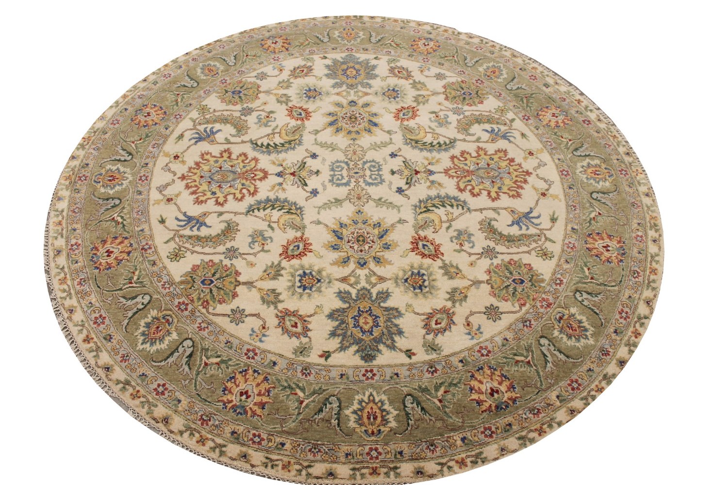 8 ft. Round & Square Traditional Hand Knotted Wool Area Rug - MR029069