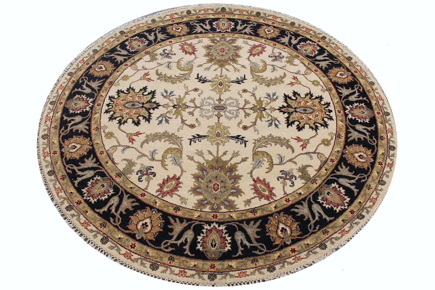 8 ft. Round & Square Traditional Hand Knotted Wool Area Rug - MR029075