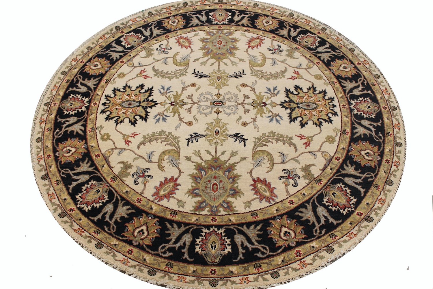 8 ft. Round & Square Traditional Hand Knotted Wool Area Rug - MR029075