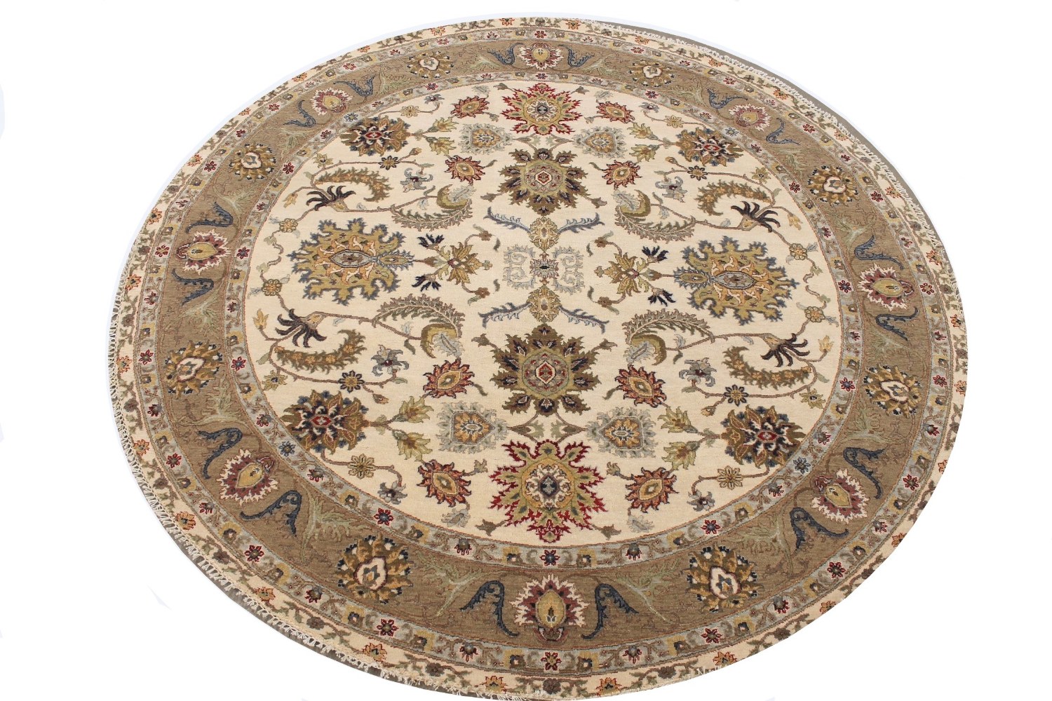 8 ft. Round & Square Traditional Hand Knotted Wool Area Rug - MR029077