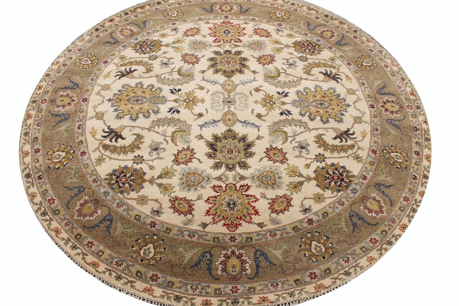 8 ft. Round & Square Traditional Hand Knotted Wool Area Rug - MR029077