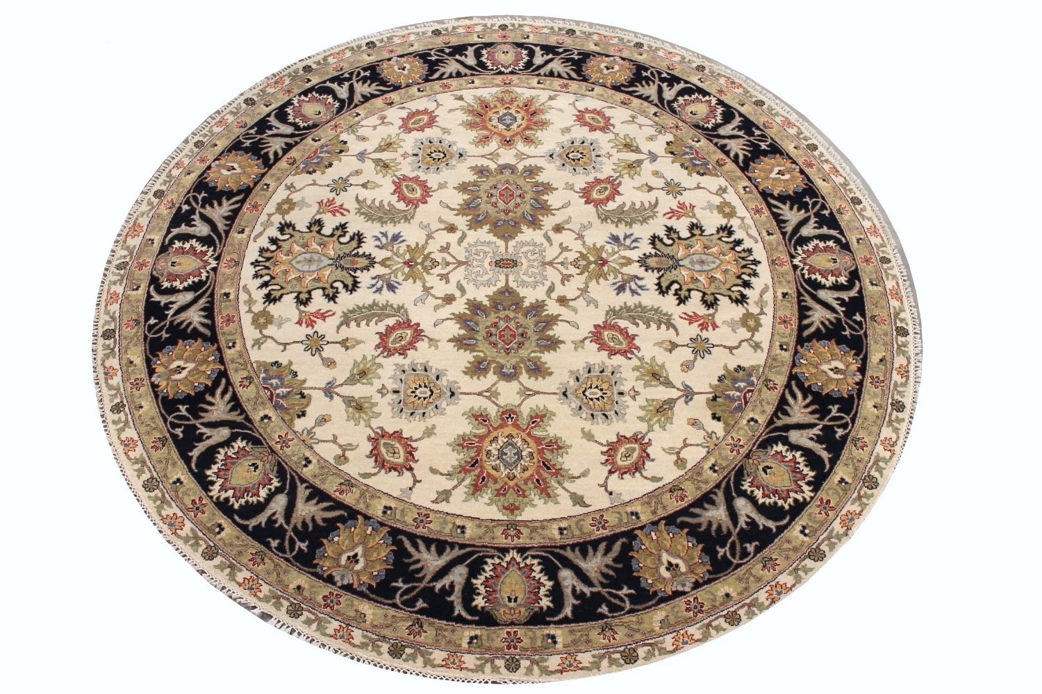 5 ft. Round & Square Traditional Hand Knotted Wool Area Rug - MR029091