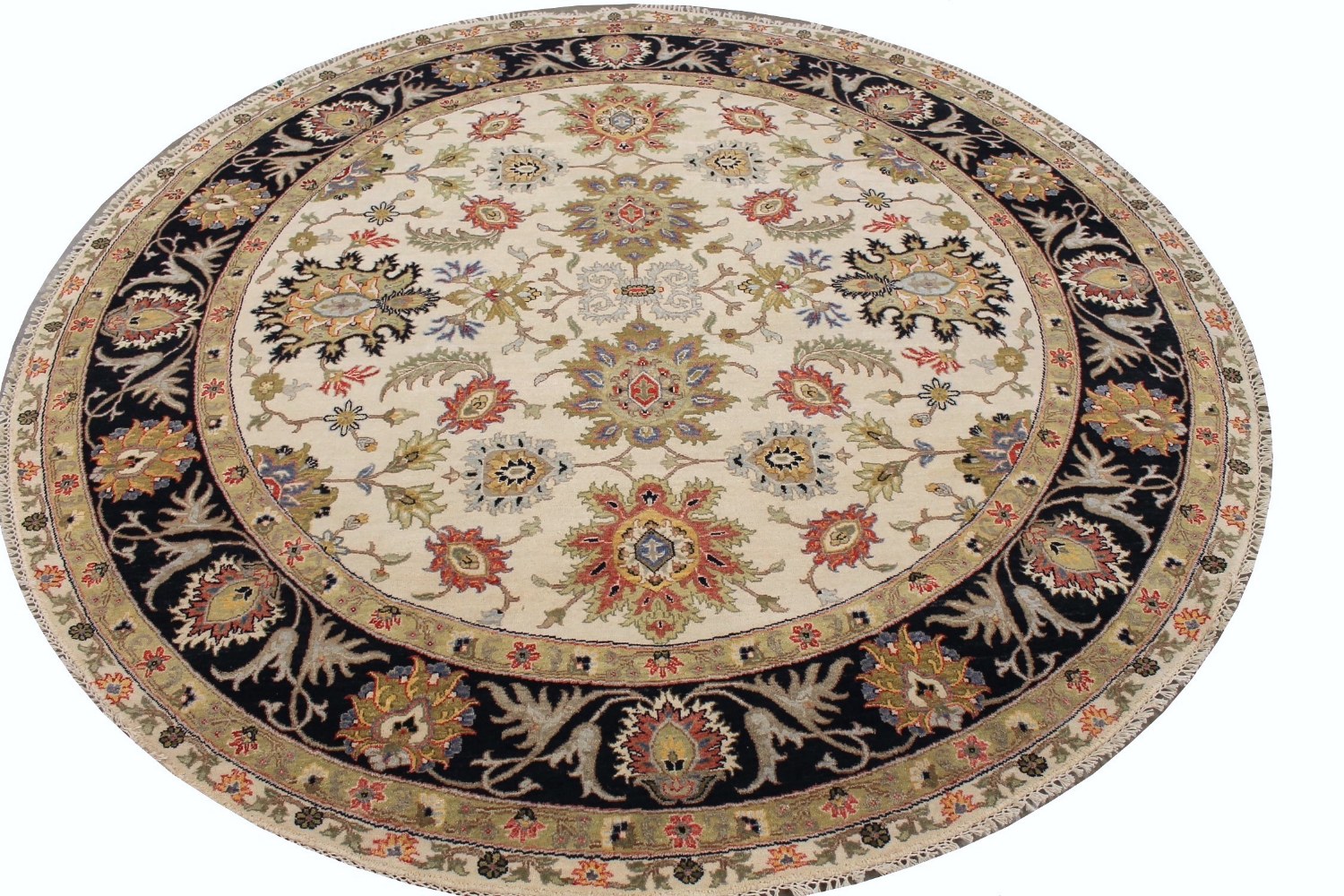 5 ft. Round & Square Traditional Hand Knotted Wool Area Rug - MR029091