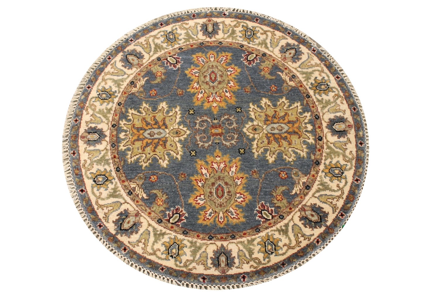 3 ft. Round & Square Traditional Hand Knotted Wool Area Rug - MR029097