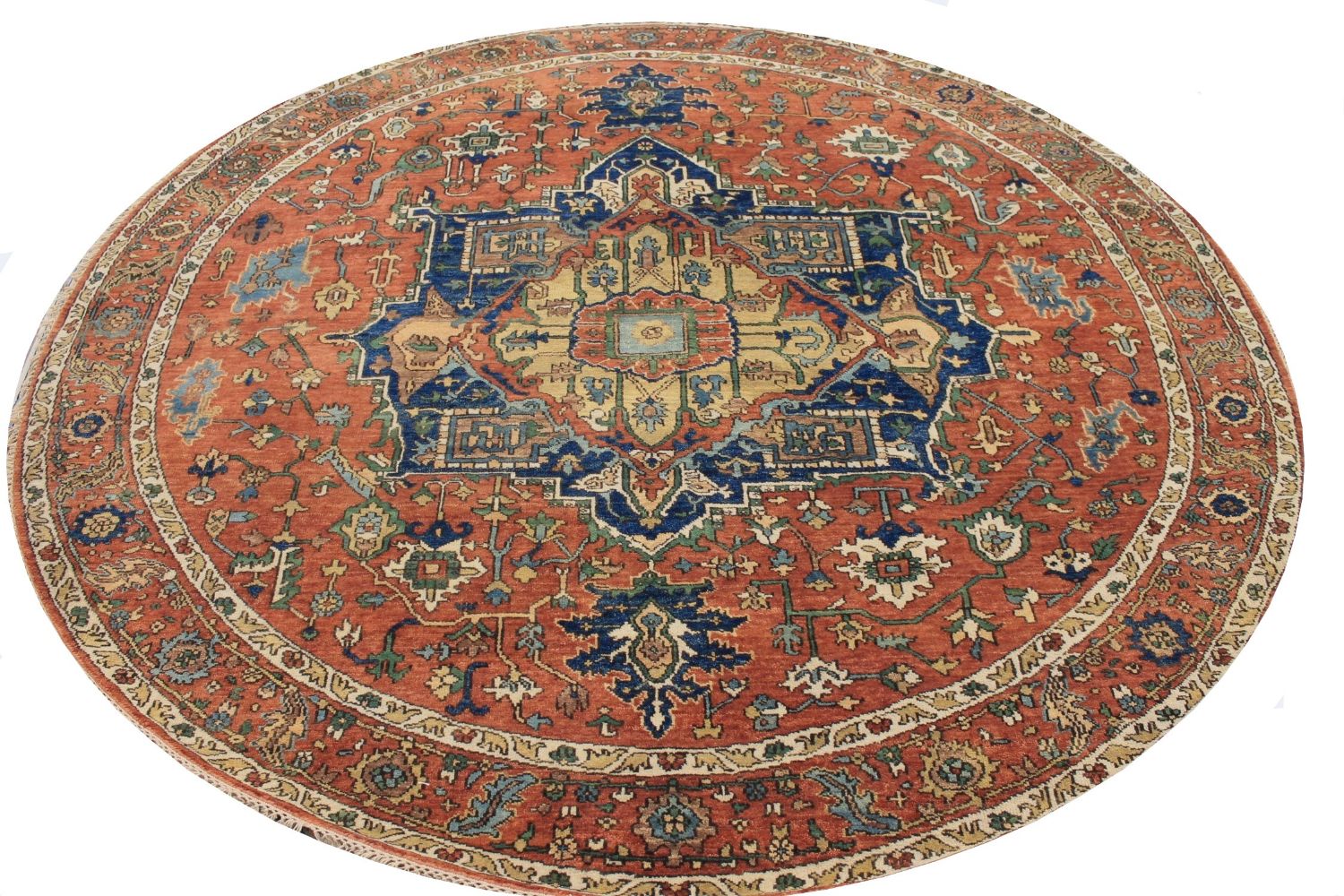 8 ft. Round & Square Heriz/Serapi Hand Knotted Wool Area Rug - MR029185