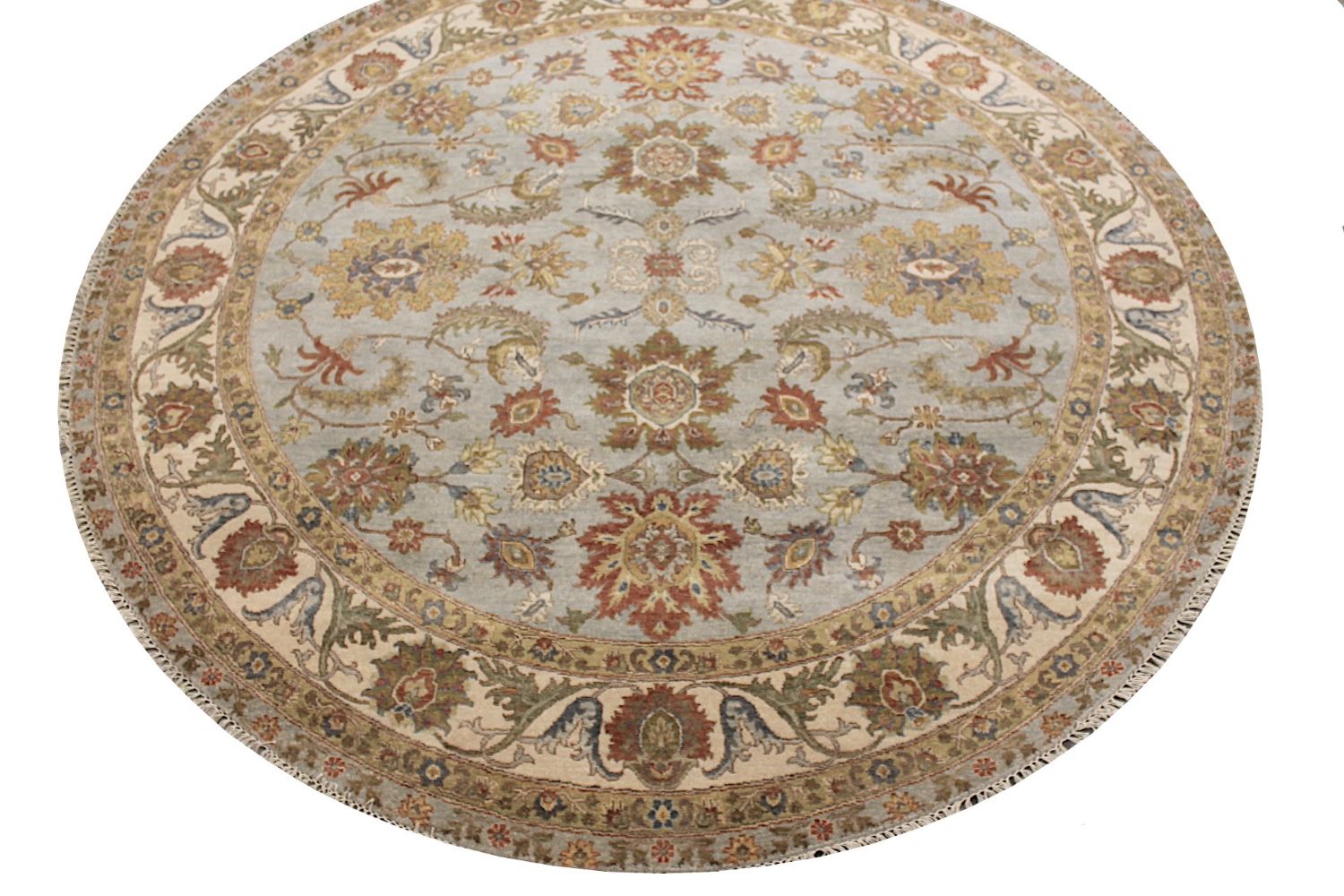 8 ft. Round & Square Traditional Hand Knotted Wool Area Rug - MR029309