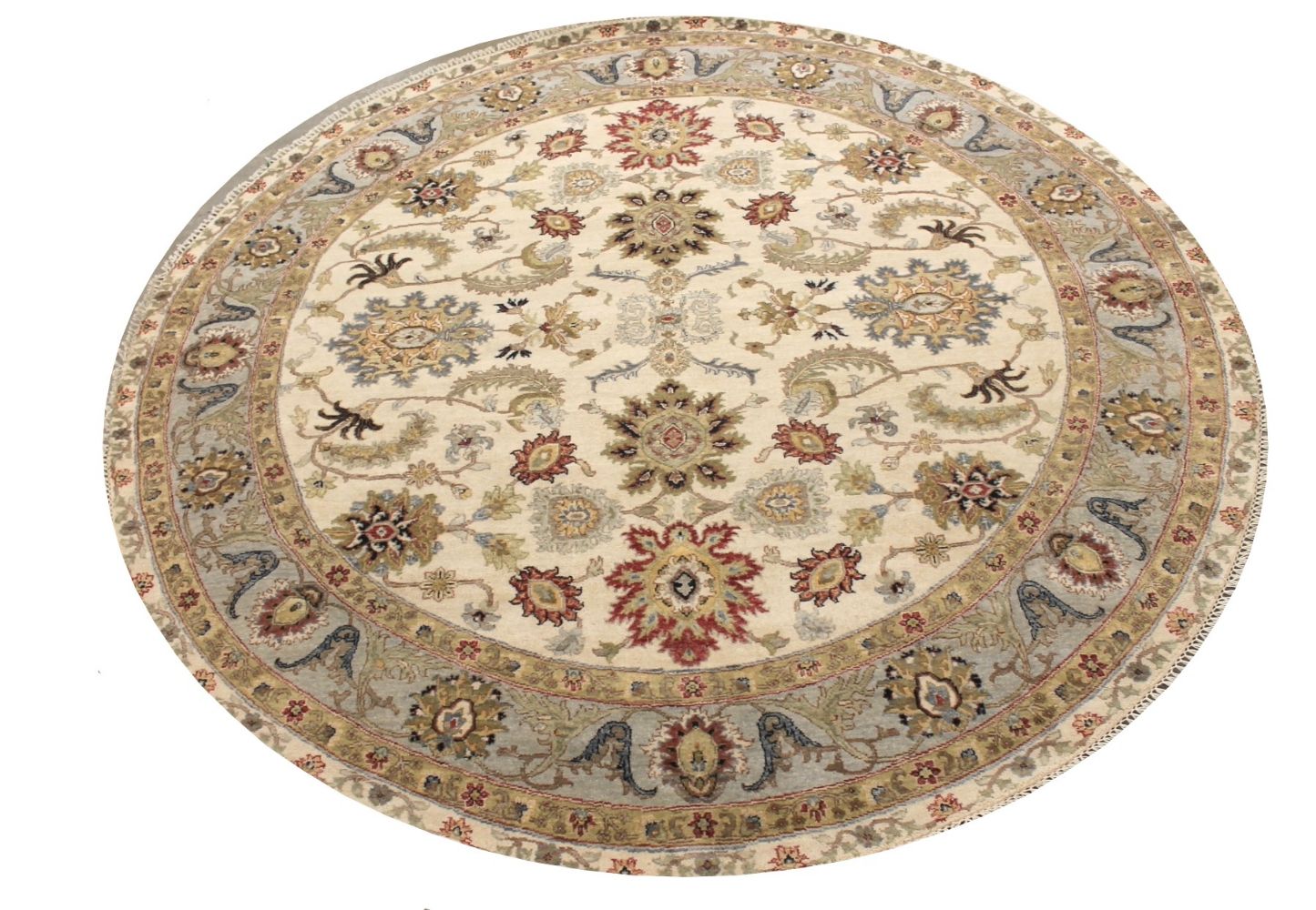 8 ft. Round & Square Traditional Hand Knotted Wool Area Rug - MR029318