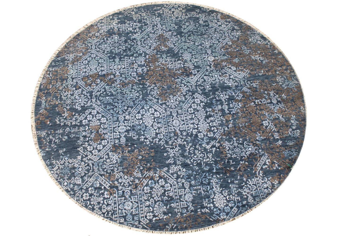 8 ft. Round & Square Transitional Hand Knotted Wool Area Rug - MR029378