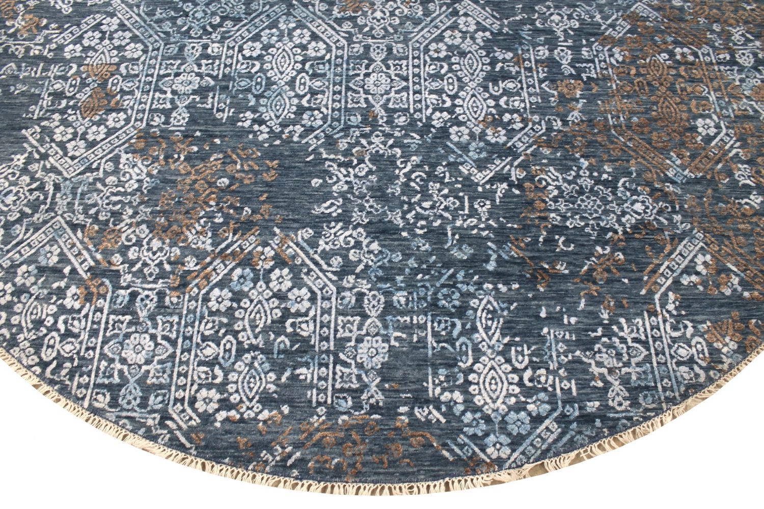 8 ft. Round & Square Transitional Hand Knotted Wool Area Rug - MR029378