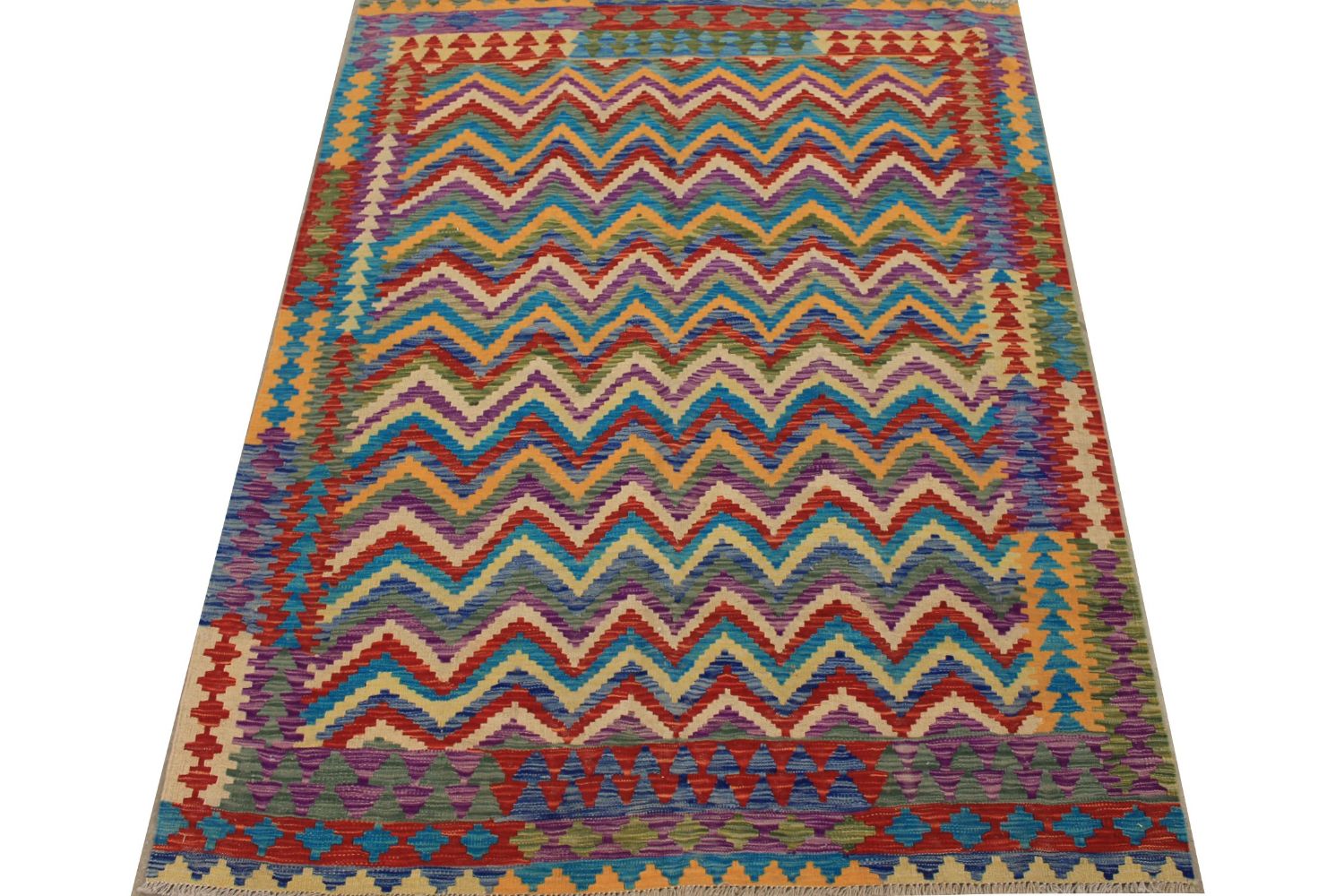 5x7/8 Flat Weave Hand Knotted Wool Area Rug - MR029536