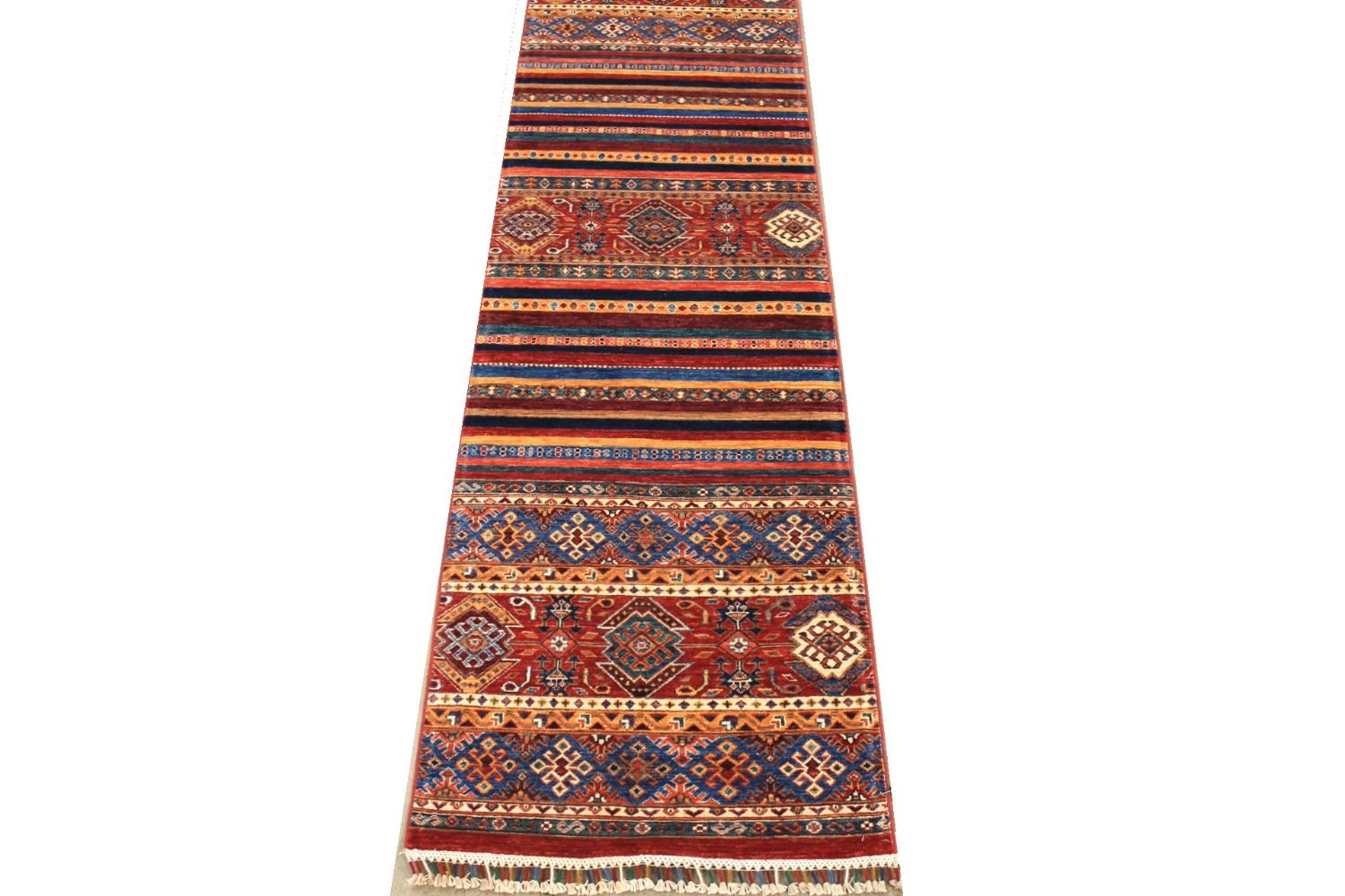 10 ft. Runner Tribal Hand Knotted Wool Area Rug - MR029730