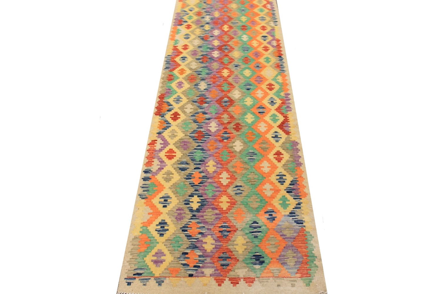 10 ft. Runner Flat Weave Hand Knotted Wool Area Rug - MR029737