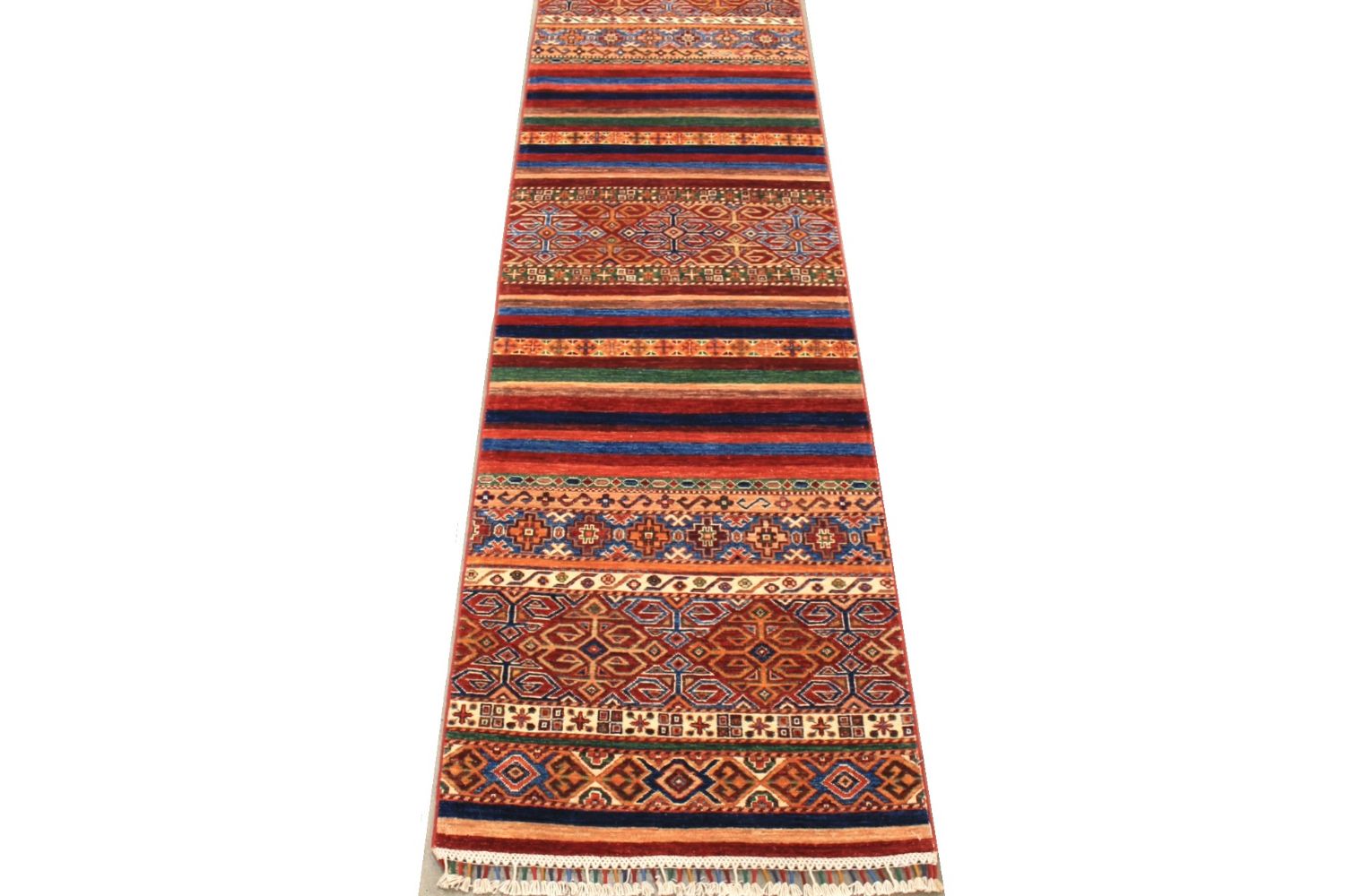 10 ft. Runner Tribal Hand Knotted Wool Area Rug - MR029739