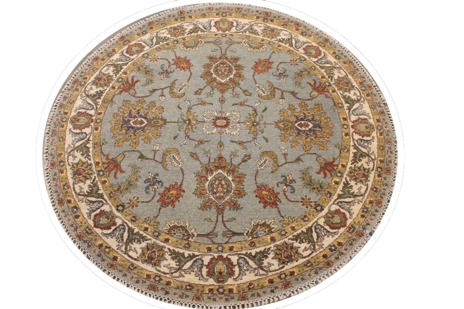 5 ft. Round & Square Traditional Hand Knotted Wool Area Rug - MR029776