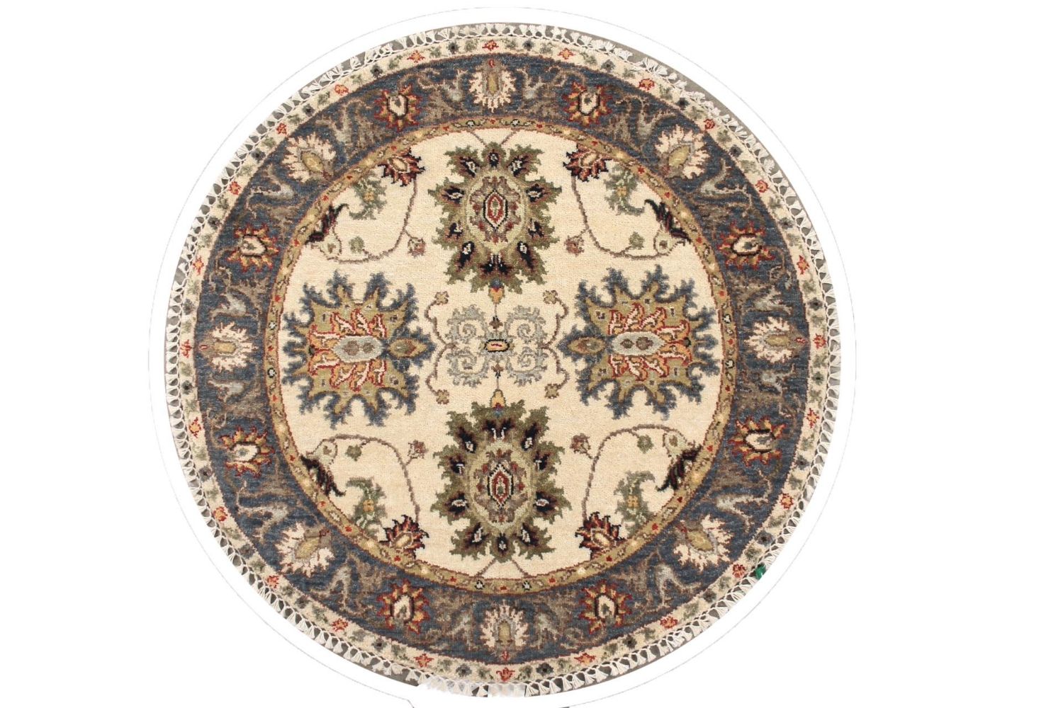 3 ft. Round & Square Traditional Hand Knotted Wool Area Rug - MR029782
